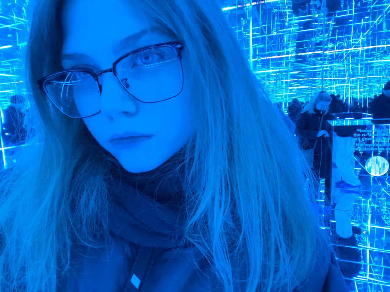 Sofja creative portrait in neon lighting